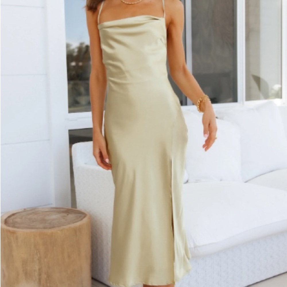Hello Molly Lime Spaghetti Strap Slip Dress